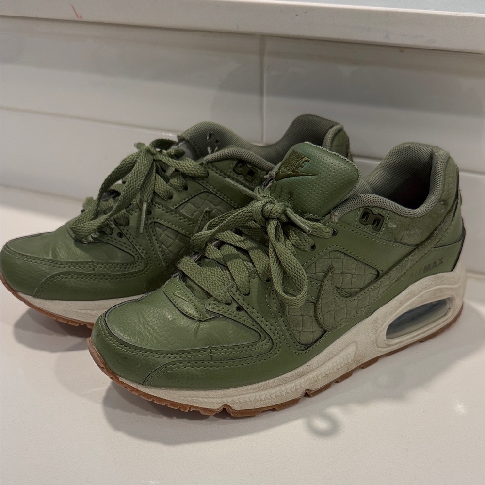 Nike Olive Green Leather Air Max Sneakers